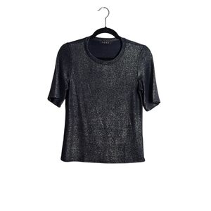 FORE Blue Shimmer Metallic Women's Short Sleeve Top Size Large